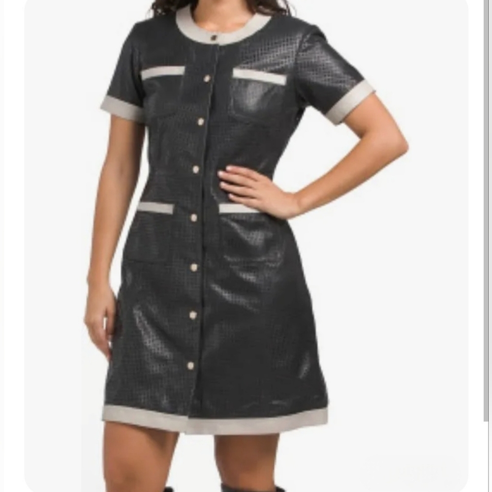 NWT Bod & Christensen Genuine Leather Perforated Dress. Size 12